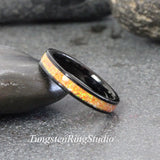 Multi Fire Opal Balck Tungsten Carbide Ring 4 mm