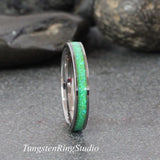 Brink Pink Opal Silver Gray Tungsten Carbide Ring 4 mm