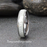 Diamond Dust Ring Silver Gray Polish Tungsten Ring Set