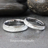 Diamond Dust Ring Silver Gray Polish Tungsten Ring Set