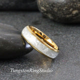 Diamond Dust Ring Yellow Gold Polish Tungsten Ring Set