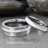 Diamond Dust Ring Silver Gray Tungsten Ring Set