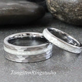 Diamond Dust Ring Silver Gray Tungsten Ring Set