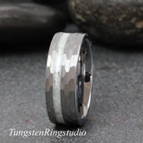 Diamond Dust Ring Silver Gray Tungsten Ring Set