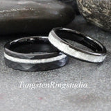 Diamond Dust Ring Black Tungsten Ring Set