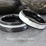 Diamond Dust Ring Black Tungsten Ring Set