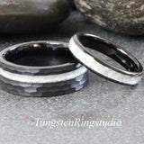 Diamond Dust Ring Black Tungsten Ring Set