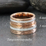 Diamond Dust Ring Rose gold Tungsten Ring Set