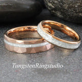 Diamond Dust Ring Rose gold Tungsten Ring Set