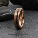 Whiskey Barrel Rose Gold Tungsten Ring Set