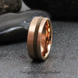 Whiskey Barrel Rose Gold Tungsten Ring Set
