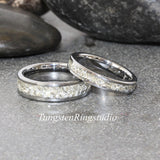 Flat Glass Tungsten Ring Set