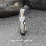 Flat Glass Tungsten Ring Set
