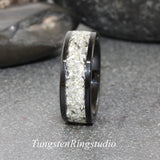 Black Flat Glass Tungsten Ring Set