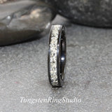 Black Flat Glass Tungsten Ring Set