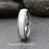 Diamond Dust Ring Silver Gray Polish Tungsten Ring Set