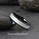 Diamond Dust Ring Black Polish Tungsten Ring Set