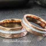 Diamond Dust Ring rose gold Tungsten Ring Set