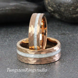 Diamond Dust Ring rose gold Tungsten Ring Set