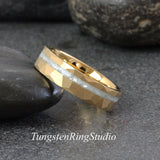 Diamond Dust Ring Rose Gold Hammered Tungsten Ring Set