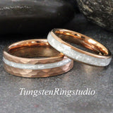 Diamond Dust Ring Rose gold Tungsten Ring Set