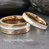 Diamond Dust Ring Rose gold Tungsten Ring Set