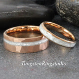 Diamond Dust Ring Rose gold Tungsten Ring Set