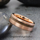 Whiskey Barrel Rose Gold Tungsten Ring Set