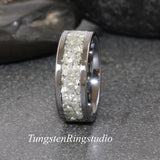 Flat Glass Tungsten Ring Set