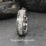 Flat Glass Tungsten Ring Set