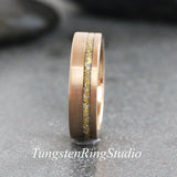 Matching 24K Gold Leaf RoseGold Brushed Tungsten Carbide Ring Set 4mm 8mm (Copy)