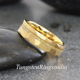 Matching 24K Gold Leaf Gold Tungsten Carbide Ring Set 4mm 6mm 8mm