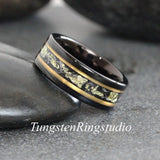 Matching Gold Leaf Meteorite Ring Set