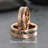 Matching Gold Leaf Meteorite Ring Set