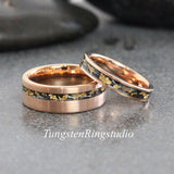 Matching Gold Leaf Meteorite Ring Set