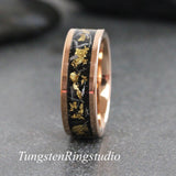 Matching Gold Leaf Meteorite Ring Set