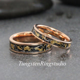 Matching Gold Leaf Meteorite Ring Set