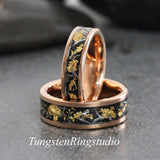 Matching Gold Leaf Meteorite Ring Set