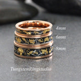 Matching Gold Leaf Meteorite Ring Set