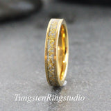 Matching 24K Gold Leaf Gold Tungsten Carbide Ring Set 4mm 6mm 8mm