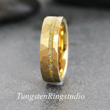Matching 24K Gold Leaf Gold Tungsten Carbide Ring Set 4mm 6mm 8mm