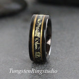 Matching Gold Leaf Meteorite Ring Set