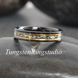 Matching Gold Leaf Meteorite Ring Set