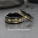 Matching Gold Leaf Meteorite Ring Set