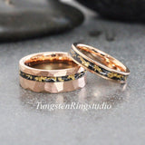 Matching Gold Leaf Meteorite Ring Set