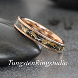 Matching Gold Leaf Meteorite Ring Set