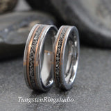 Meteorite Tungsten Wedding Ring Set