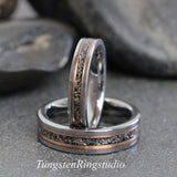 Meteorite Tungsten Wedding Ring Set
