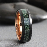 Moss Agate Ring Black Ring Set