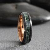 Moss Agate Ring Black Ring Set